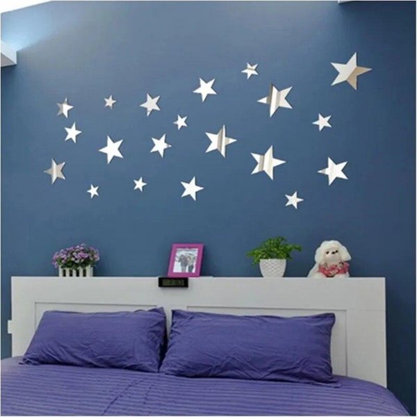 20 Piezas Pegatina De Pared De Estrella, Pegatinas De Espejo AcríLico 3D Para Pared, DecoracióN De Sala De Estar, CalcomaníAs De Pared Para HabitacióN De NiñOs, DecoracióN Del Hogar-image