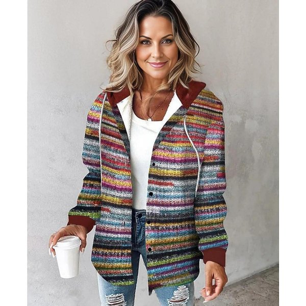 Chaqueta De Mujer Casual Estilo TartáN Grande Para Mujer TartáN OtoñO E Invierno Nuevo Estilo L-image