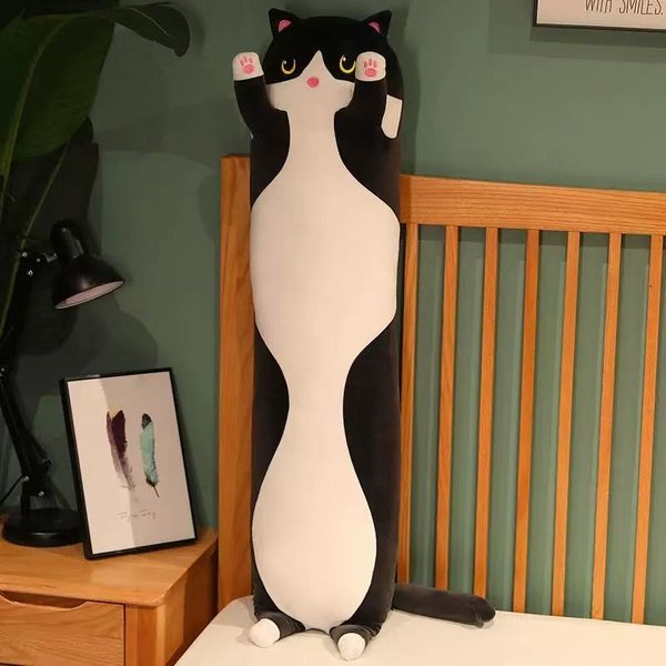Almohada Corporal De Peluche De Gato Largo CojíN De Animales Lindos Creativos CojíN Relleno Suave CojíN Decorativo Para Sofá CojíN Grande Para Dormir DecoracióN 50Cm-image