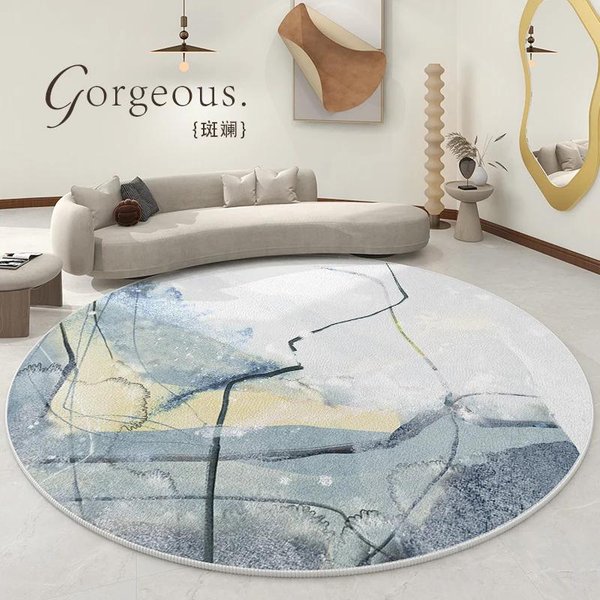 OkrąGłY Dywanik W Stylu Splash Ink – AntypośLizgowy, Zmywalny Luksusowy Do Salonu, Sypialni Lub Gabinetu Diameter 90Cm(35In)-image