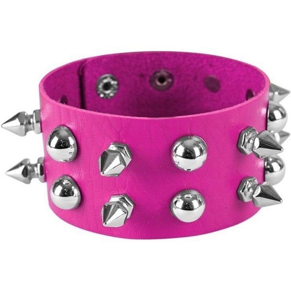 Pulsera De Cuero Tachonada Duradera Brazalete Punk Con Pinchos Pieza De DeclaracióN Para Discoteca Rojo Rosa-image