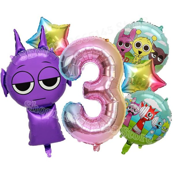 Sprunki Urocze Balony Dzieci Nowa Cyfra 1-10 Dekoracja Imprezowa ChłOpcy Dziewczynki Urodziny Baby Shower Ujawnienie PłCi Balony Prezent Dla Dzieci-image