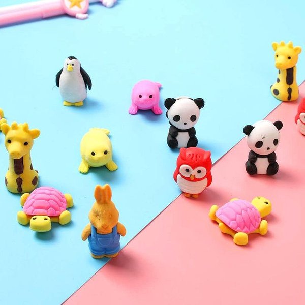 10 Piezas Goma De Borrar Adorable Con Forma De Animal Goma De Borrar DiseñO De Dibujos Animados PapeleríA Juguetes De Goma De Borrar Rompecabezas Pink-image
