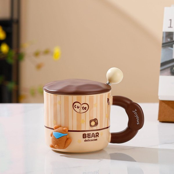 Kreatywny Kubek DIY Dla Pary Kubek Na Wodę Kubek Do Kawy Ceramiczny Kubek O Wysokiej Precyzji Kubek PamiąTkowy Uroczy Kubek Ze ZwierząTkiem 301-400Ml-image
