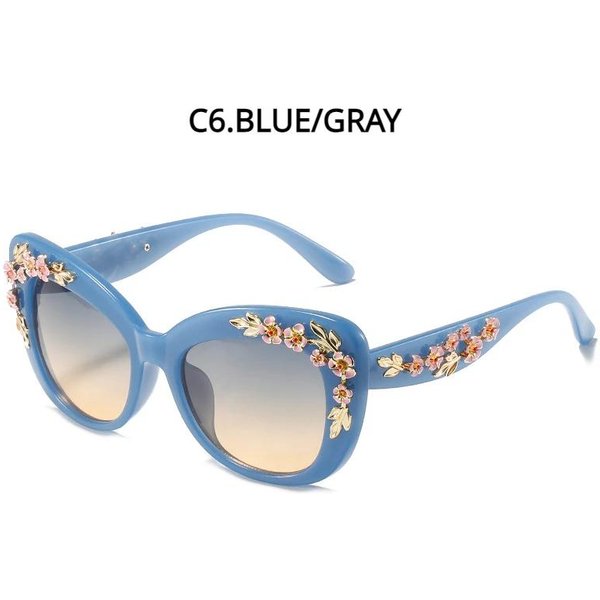 Gafas De Sol De Moda Ojo De Gato Flor Rosa Vintage Para Mujer Gafas Retro DiseñO Personal Gafas De Sol-image