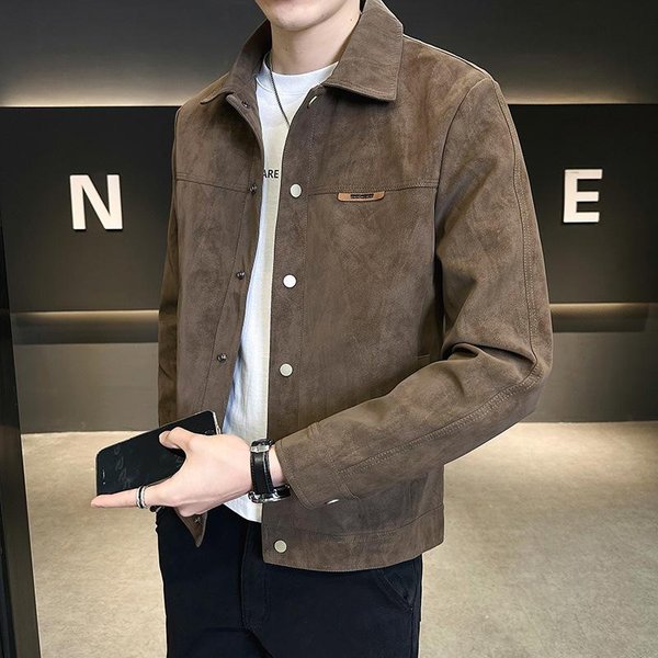 Chaquetas De Hombre Nuevas Primavera Y OtoñO Ajuste Slim Estilo Coreano Chaquetas Guapas VersáTiles Tops Chaquetas De Moda 4XL Gray-image