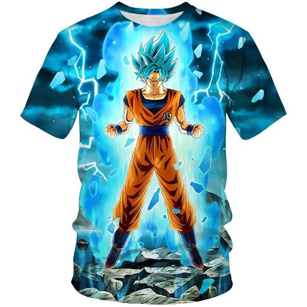 Anime Dragon Ball Son Goku 3D Print Dzieci T-Shirt Letnia Moda Casual T-Shirt ChłOpiec Dziewczyna Unisex DziecięCa Odzież T-Shirt Topy M Blue-image