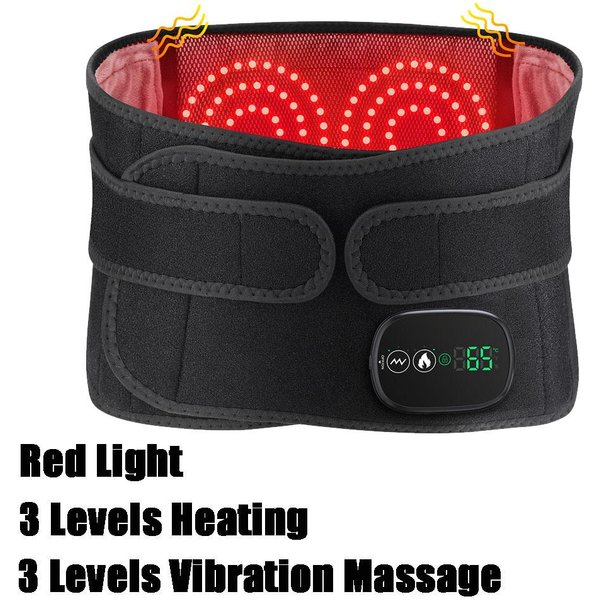 CinturóN Masajeador De Cintura Con Calentamiento De Luz Roja Masajeador De Espalda Con VibracióN De Compresa Caliente InaláMbrica Soporte Lumbar Red-image