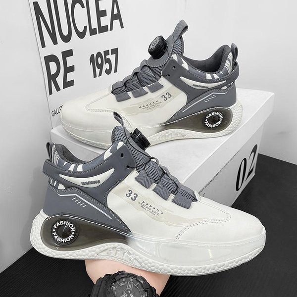 Zapatillas Deportivas Para Hombre Con Hebilla Giratoria, CóModas, Antideslizantes, Con Cordones Y Duraderas, Para Actividades Al Aire Libre. 44 Gray-image
