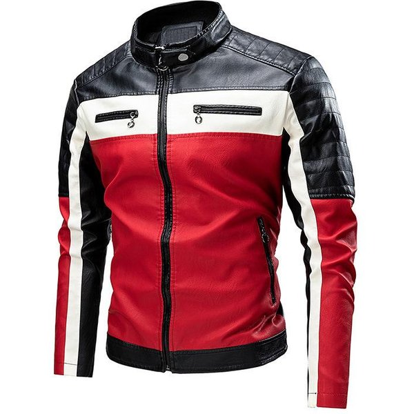 Nueva Chaqueta De Cuero De Moda Con Parches Para Hombre, Nueva Chaqueta De Cuero Para Motocicleta, Ropa De Hombre De Gran TamañO 3XL Black-image