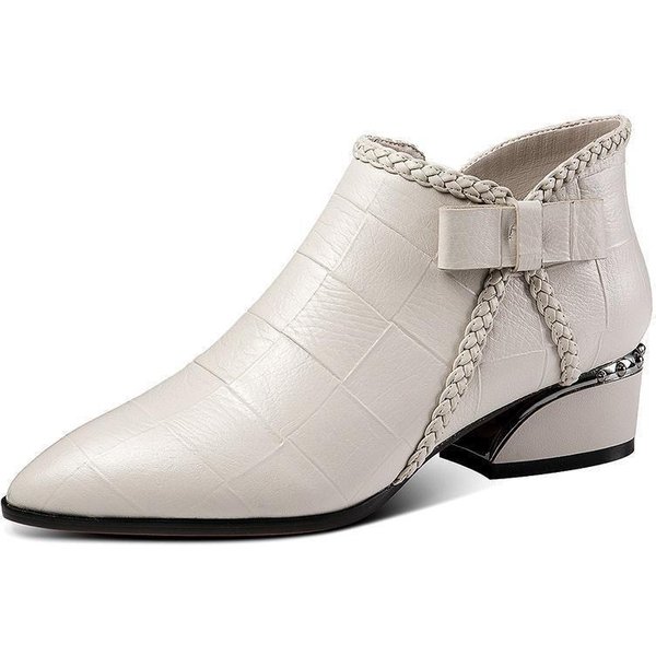 Szpiczaste KróTkie Botki Z Bocznym Zamkiem Grube Obcasy Buty Damskie 35-image