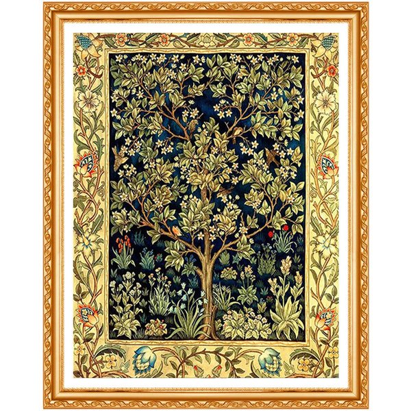 Pintura De Diamante 5D Artesanal, Punto De Cruz, áRbol Del Dinero, Bordado De Diamantes Redondos Completos, Flores Doradas 20X30CM-image