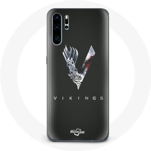 Funda Para Huawei P30 Pro Vikingos Serie Temporada 6 Logo V Espada Gris Fondo Negro-image