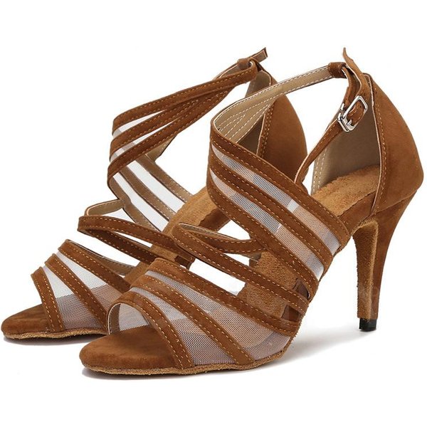 Nuevos Zapatos De Baile Latino Para Mujer TacóN Medio-Alto Zapatos De Baile Cha-Cha EstáNdar Internacional 37 MarróN-image