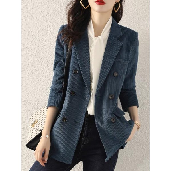 Chaqueta De Traje De Pana Para Mujer Para Primavera Y OtoñO Nuevo Estilo Coreano Estilo BritáNico Top De Traje Casual XL Gray-image