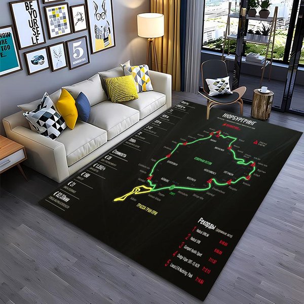Alfombra De áRea De Pista Internacional F1 Nurburgring, Alfombra Para Sala De Estar, Dormitorio, Sofá, Felpudo, DecoracióN, Alfombra Antideslizante Para Juegos De NiñOs 80*120Cm-image