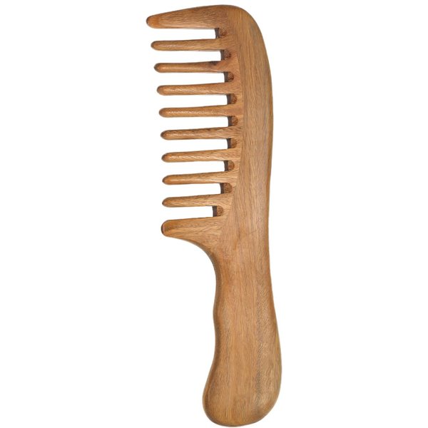 Peine De Madera De SáNdalo Verde Natural Hecho A Mano, Peine De Madera De Dientes Anchos, Peine De Masaje Hecho A Mano, 1 Ud.-image