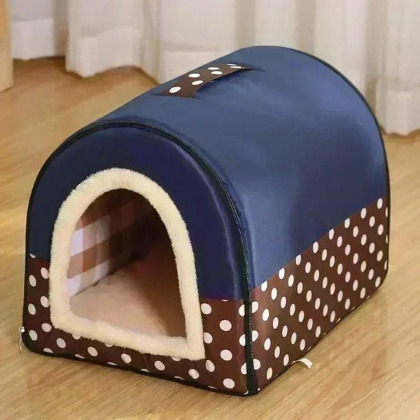 Casa Para Perros De Interior, Cama Cueva Para Perros Suave Y Acogedora, Casa CáLida ExtraíBle Plegable, Nido Con Estera Para Gatos PequeñOs Y Medianos, Perrera Para Animales M-45X38X36Cm-image
