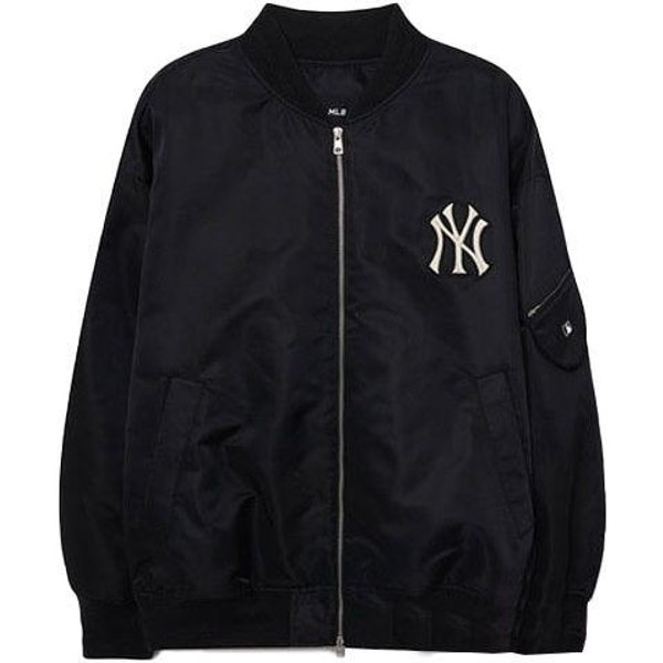 MLB New York Yankees Haft Litery Kurtka Z Zamkiem DłUgi RęKaw Kurtki Unisex Czarny 3AJPB0331-50BKS L Black-image