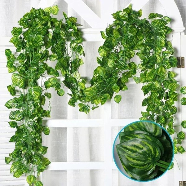 1PC 2,2M Plantas Artificiales DecoracióN Del Hogar Enredaderas Colgantes De Seda Verde Guirnalda De Hojas Falsas Hojas Para Boda Fiesta HabitacióN DecoracióN De JardíN L-image