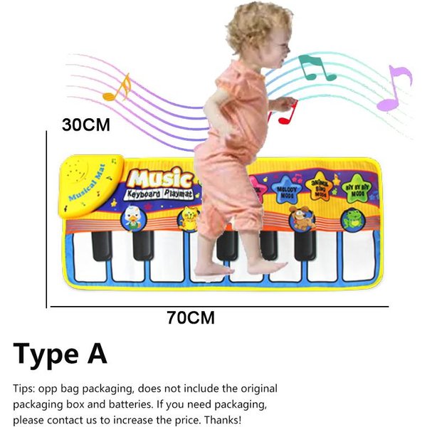 Muzyczna Mata Dla Dzieci Niemowlaki Maluchy Fitness Klawiatura Fortepian Mata Muzyczna Zabawka Instrument Edukacyjne Zabawki Montessori Prezent Dla Dziewczynki ChłOpca Yellow-image