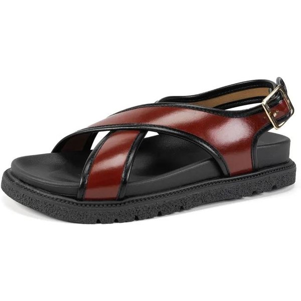 Buty Damskie SandałY Damskie Z Odkrytymi Palcami SandałY Codzienne Na ZewnąTrz SandałY Damskie OkrąGłY Nosek Pasek Z Klamrą DużY Rozmiar PłAskie Buty Damskie 37-image