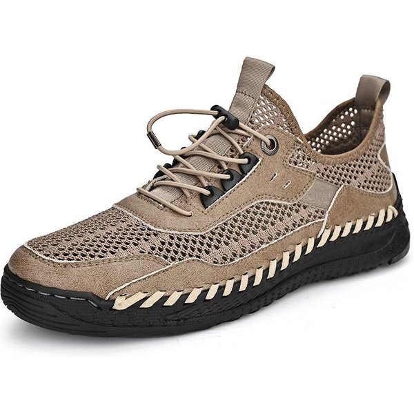 Zapatos Nuevos Para Hombre Zapatos De Malla De Verano Zapatos Casuales Deportivos Transpirables De Cuero Para Hombre Zapatos De Malla Delgados Y Ligeros 42 Arena-image