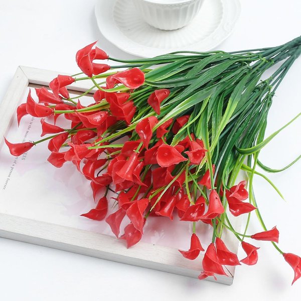 Sztuczny Bukiet Lilii Calla 33Cm Sztuczne Kwiaty Do Dekoracji WewnęTrznej Domu Pokoju OgróD ŚLub Decora ZewnęTrzny Wazon Kompozycja Kwiatowa Red-image