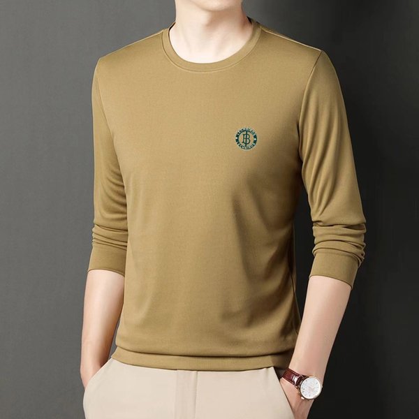 SuéTer De Primavera Y OtoñO De Cuello Redondo Para Hombre, Delgado, De Manga Larga, Casual, Holgado, Camiseta BáSica, Estilo Coreano, Talla Grande, Moderno, Jersey Para Hombre Xxxxl Beige-image