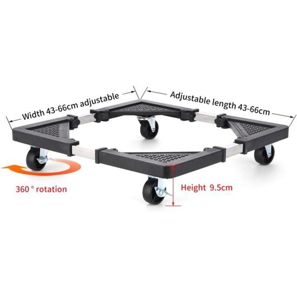 Carro Con Ruedas Para ElectrodoméSticos De Acero Inoxidable Con 4 Ruedas Bloqueables - Base MóVil Rodante Ajustable Para Refrigerador/Lavadora 43 65Cm Telescopic-image
