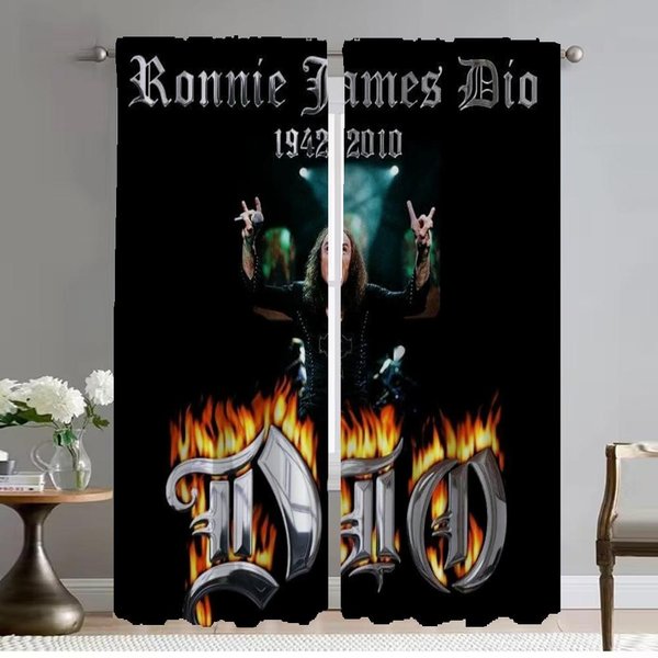 Cortina De Ventana Para HabitacióN 2 Paneles Rock-Dio Cortinas De DecoracióN Interior Para El Hogar DecoracióN De Halloween Tul Para Dormitorio Cortinas Divisorias Sala De Estar W60Xh90Cmx2Pcs-Cl-image