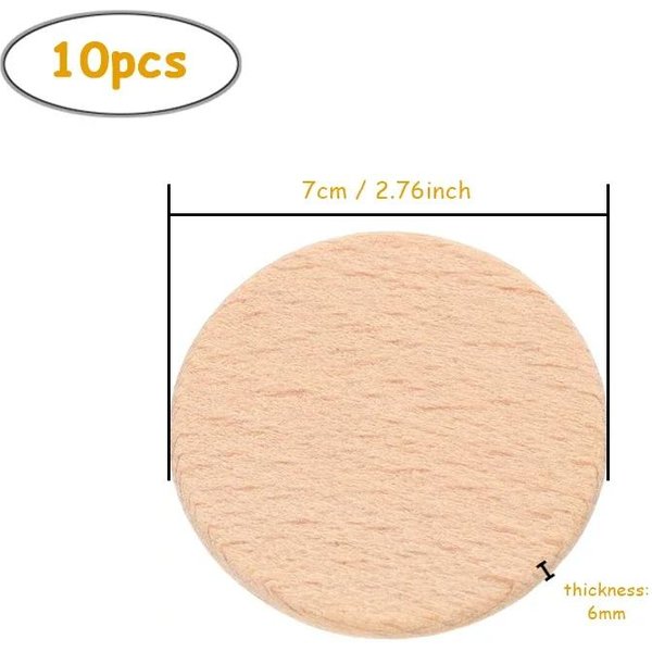 10 Piezas 7Cm DIY Rodajas Redondas De Madera, Recortes De Monedas De Madera Sin Acabar, Discos, Etiquetas En Blanco Para Proyecto De Manualidades Diy, Pintura, Adornos-image