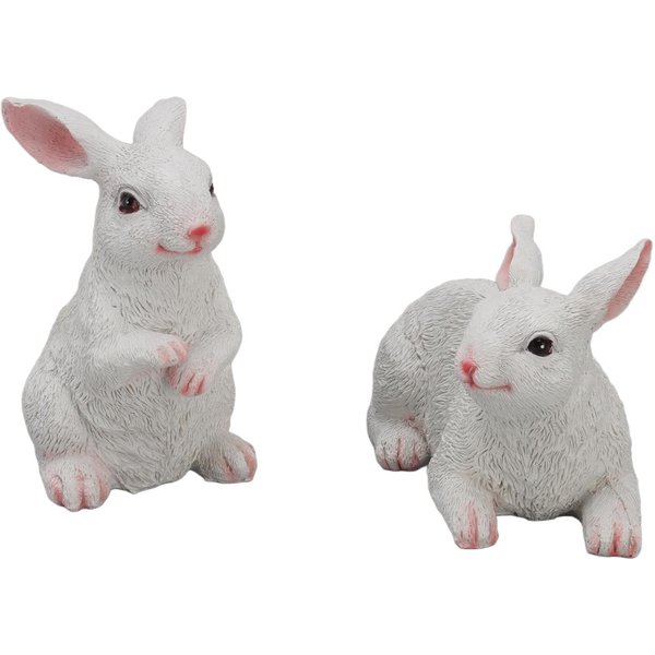 1 Par Adornos De Conejo Decoraciones Resina Arte ArtesaníA Modelo Animal Escultura Estatua Figurilla-image