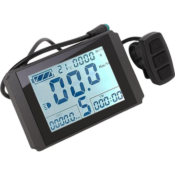 Elektryczny Miernik LCD Elektryczny Skuter WyśWietlacz LCD Panel Sterowania Z 5-żYłOwym Wodoodpornym Przewodem Do 22,2 Mm Gray-image