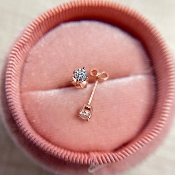 100% Moissanite Kamień 585 RóżOwe ZłOto Stadniny Kolczyki Dla Kobiet Solidna 925 Srebro Solitaire Party Fine Jewelry Brown-image