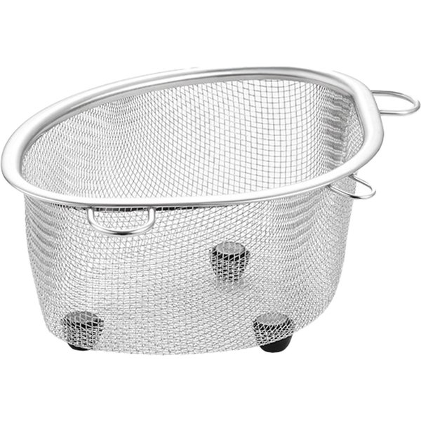 Cesta Colador Triangular Para Fregadero Acero Inoxidable Ahorro De Espacio Cesta Escurridora De Esquina Para Fregadero Para Cocina White-image