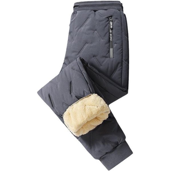 Pantalones Deportivos Gruesos De Invierno Para Hombre Con Forro Polar AñAdido, Pantalones Deportivos CáLidos De Forro Polar De Cordero, Pantalones Casuales Holgados De Gran TamañO 3XL Black-image