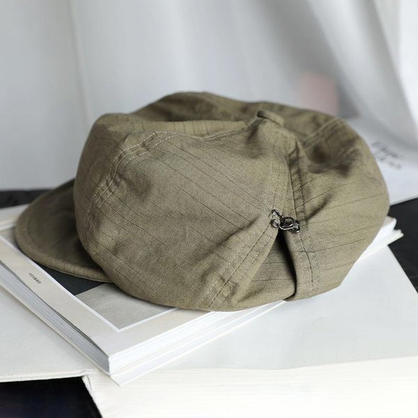 Nowy JapońSki BawełNiany Konopny Kapelusz Beret Dla Kobiet Wiosna Lato Jednolity OśMiokąTny Kapelusz Gazeciarza MięKki Daszek Kapelusz Malarza One Size Gray-image