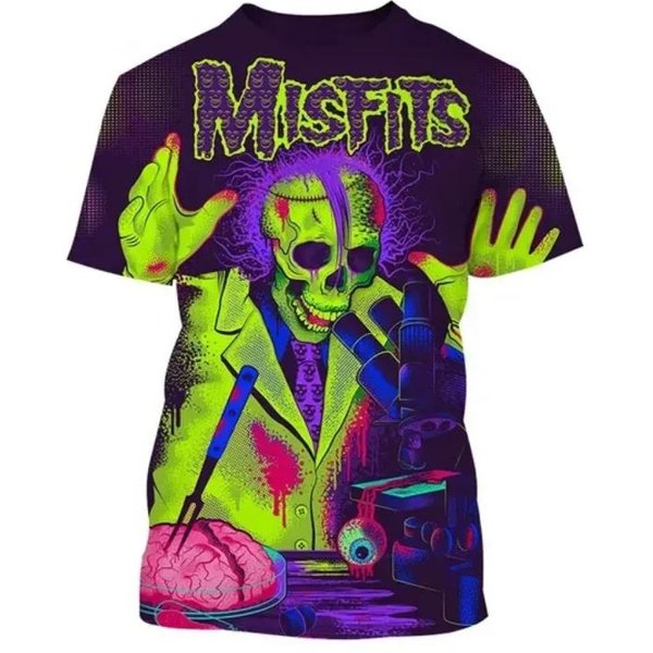 Camisetas De Rock Verano Misfits Calavera ImpresióN 3D Streetwear Hombres Mujeres Moda Manga Corta Camiseta Camisetas NiñOs Tops Ropa Hombre 4XL-image