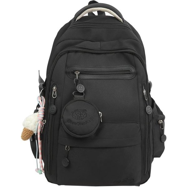 Mochila Escolar Juvenil Para Mujer De Gran Capacidad Mochila De Estudiante Bolsa Para Ordenador Negro-image