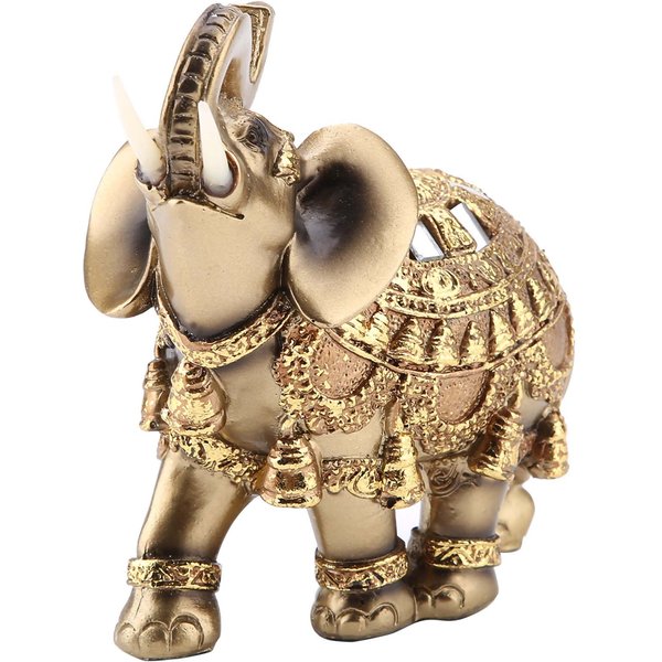 Estatua De Elefante Dorado Feng Shui De La Suerte, Escultura, Estatuilla De Riqueza, Regalo, DecoracióN Del Hogar(L)-image