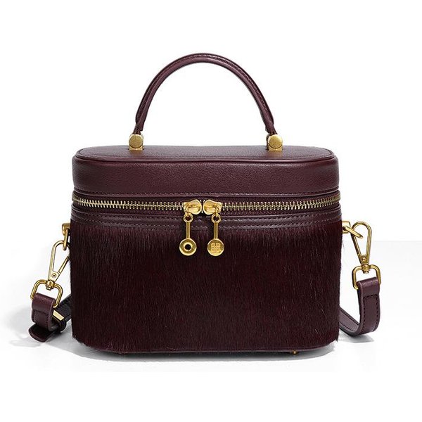 Retro SkóRzana Kosmetyczka RęCzna Z KońSkiego WłOsia, Modna Torba Jednoramienna W Panterkę, Niszowa I Wszechstronna Torba Damska Crossbody-image
