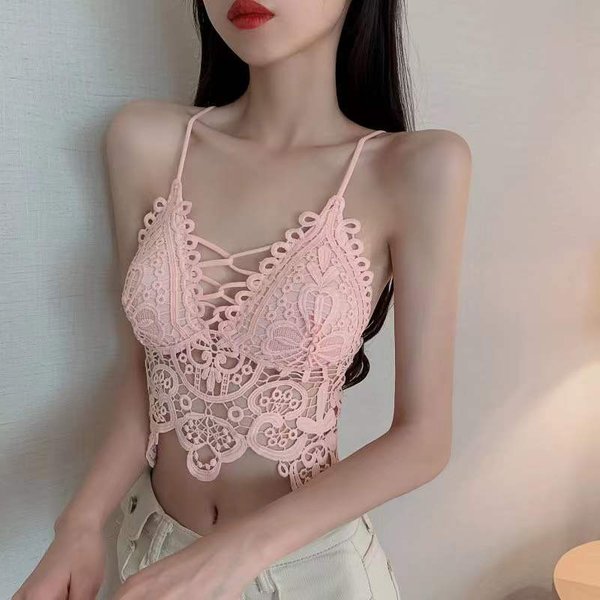Biustonosz Damski Topy Typu Tuba Moda Drążą Seksowny Koronkowy Biustonosz Dziewczyna ZewnęTrzne Podkoszulki Bielizna Damska KróTki Top Damski Seksowna Bielizna-image