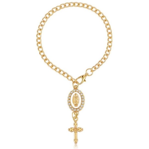 1 Pieza DecoracióN Para Volante - Con Colgante De La Virgen MaríA Y Cruz De Diamante Accesorio Para Volante, Opciones Multicolor; Colgante CatóLico, Accesorios Para Coche-image