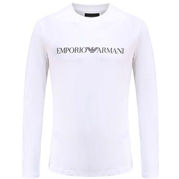 Camiseta Casual De Manga Larga Con Cuello Redondo Y Logo De Letras Estampado Emporio Armani Para Hombre Tops Blanco 8N1TN8-1JPZZ-0146 L White-image