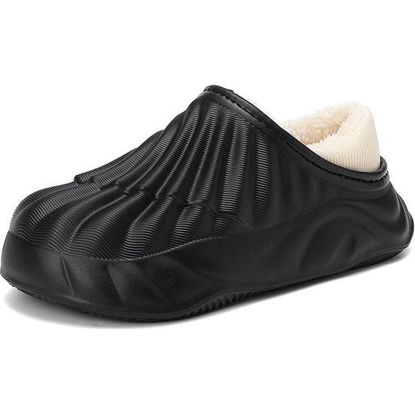 Nowe MęSkie Wodoodporne Kapcie Damskie MęSkie Futrzane Chodaki Kapcie Zimowe MęSkie Buty Ogrodowe Outdoorowe AntypośLizgowe Mule Halowe MięKkie Kapcie Domowe 42-43 Black-image