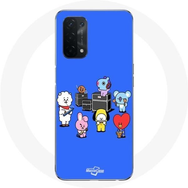 Funda - BTS - Oppo A74 5G - Flexible - DiseñO BT21 - Fondo Azul Azul-image