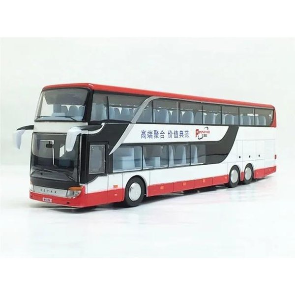 1:32 Wysokiej JakośCi Metalowy Autobus DwupięTrowy DźWięK ŚWiatłO Metalowy Odlew Pull Back Symulacja Luksusowy Autobus Turystyczny Pojazd Dzieci Urocze Zabawki Gray-image