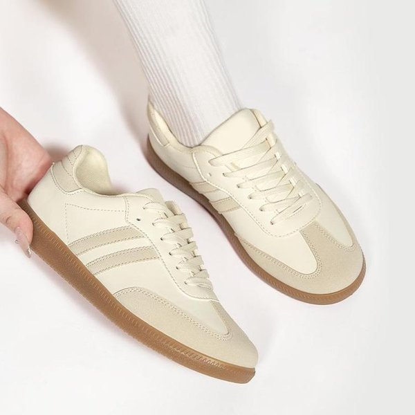 Zapatillas De Mujer 2025 Nuevo Verano Retro VersáTil Zapatos De Entrenamiento Alemanes Suela Plana Transpirables CóModas Moda Zapatos Casuales 40 Beige-image