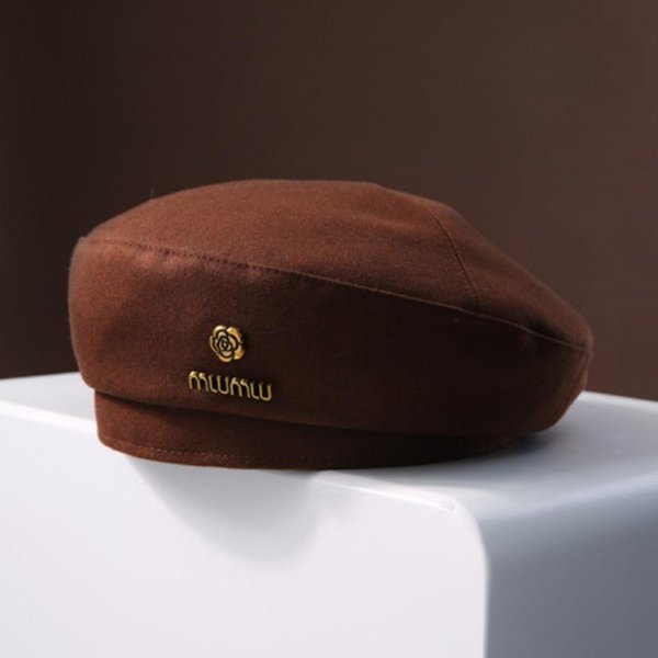 Francuski WełNiany Beret Damski Jesienno-Zimowy Nowy Styl PokazująCy Twarz MałY Czarny Modny Kapelusz Bree Trendy Average Size-image